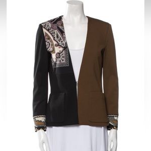 Etro Collarless Colorblock Blazer with Paisley Print, Est. Size 6